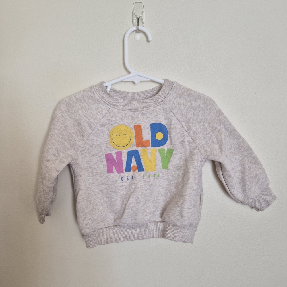 Old Navy Gray Kids Sweatshirt with Colorful Logo